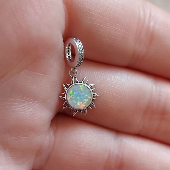 925 Silver Opal Sun Charm - Picture 3 of 10